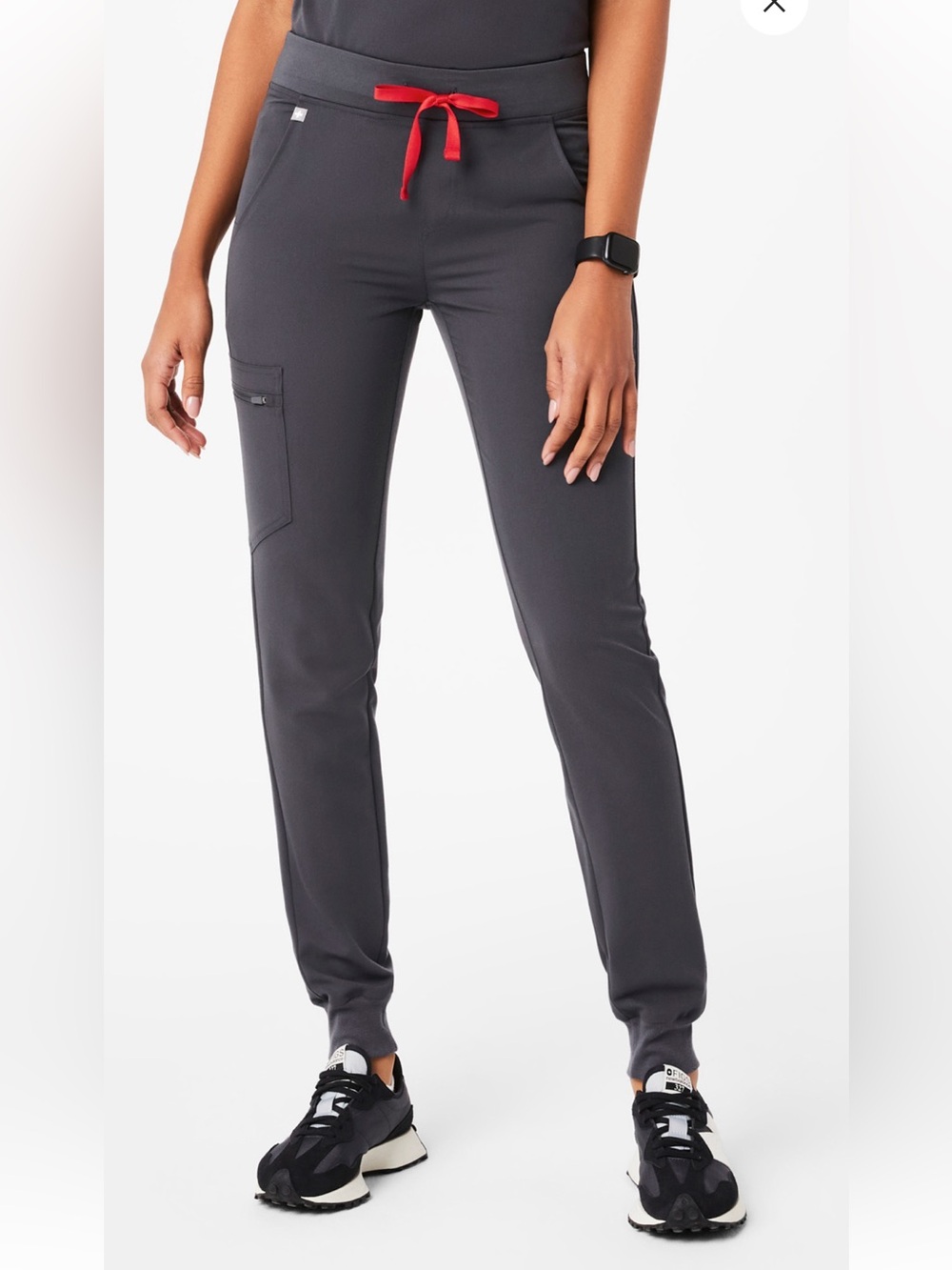 Figs Charcoal Zamora Joggers with Red Drawstring